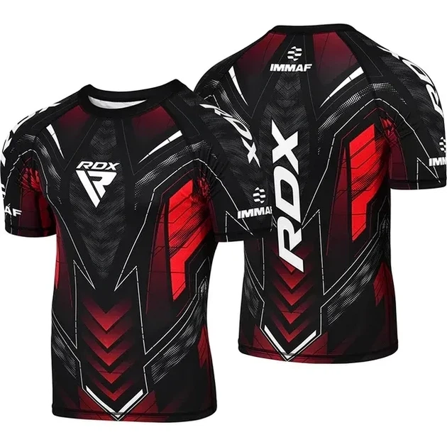 Футболка компрессионная RDX IMMAF Approved Half Sleeves Compression Shirt (CSH-IMF-1R) Black/Red XXL - изображение 3