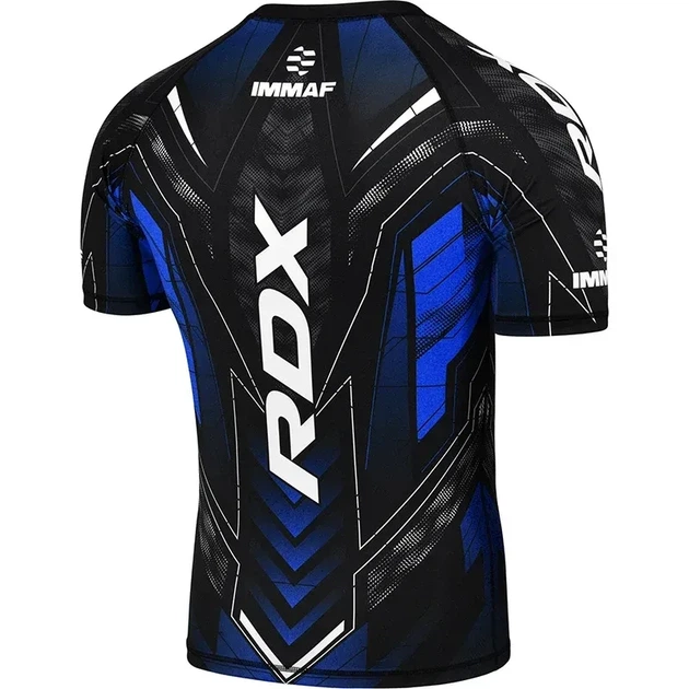Футболка компрессионная RDX IMMAF Approved Half Sleeves Compression Shirt (CSH-IMF-1U) Black/Blue S - изображение 2
