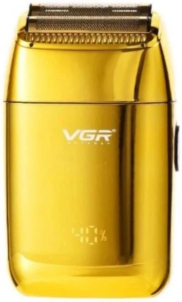 Електробритва сіткова VGR V-399 Gold подвійне лезо LED дисплей USB акумуляторна бритва для обличчя та голови IPX6 вологе та сухе гоління висувний тример титанові леза шейвер для чоловіків - изображение 6