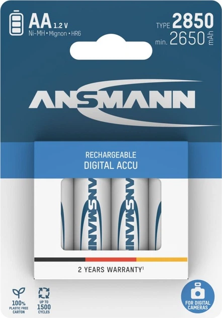 Акумулятор Ansmann NiMH AA/HR6 2850 mAh 1.2V 4 шт. (5035092) - зображення 2
