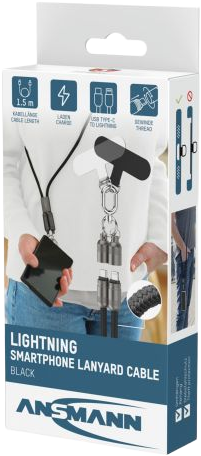 Kabel smyczkowy Ansmann USB Type-C to Lightning 27W 1.2 m Black (1700-0192) - obraz 2