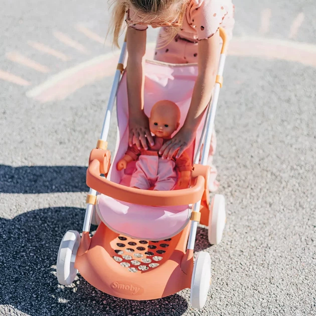 Коляска для ляльки Smoby Baby Nurse Теракотова пудра з корзинкою (7600254024) - изображение 5