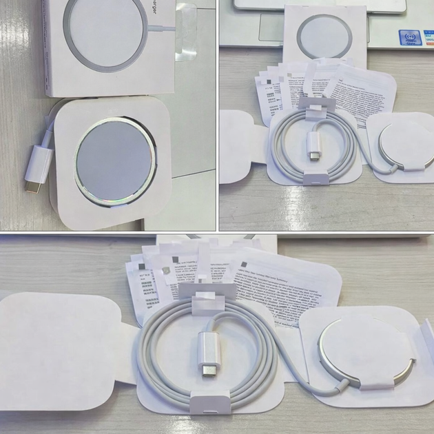 Магнитное беспроводное зарядное устройство Magsafe Magnetic, 15W USB-C для совместимых смартфонов, белый - изображение 6