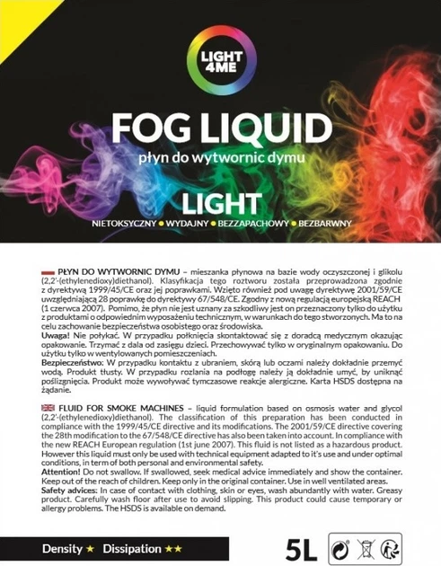 Рідина для генератора диму Light4Me FOG LIQUID LIGHT 5 л (5907780140542) - зображення 2