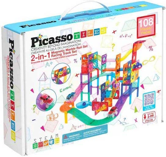Klocki magnetyczne Select PicassoTiles Marble Run and Race Track 108 elementów 1411170 (0817338027162) - obraz 2
