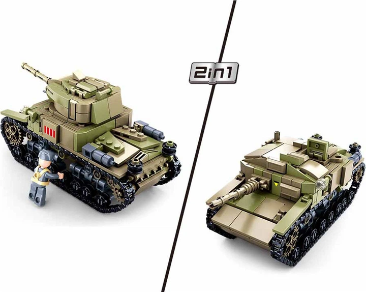 Klocki konstrukcyjne Sluban WWII Italiaanse Tank 2in1 463 elementów 2499374 (6938242955816) - obraz 4