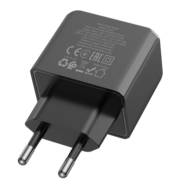 Сетевое зарядное устройство HOCO CS14A Ocean PD20W+QC3.0 charger Black (6942007603898) - изображение 6