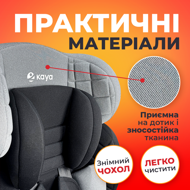 Автокресло детское Kaya Pulse PP-1240 Graphite Blend, группа 1/2/3 (9–36 кг), темно-серое. - изображение 3