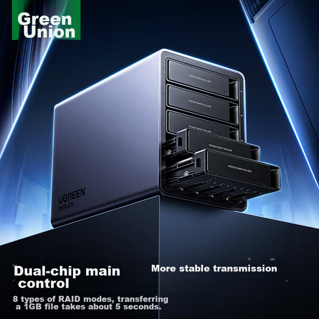 Корпус для жестких дисков UGREEN, многоотсековый корпус для жестких дисков (RAID-хранилище с вентилятором для контроля температуры), подходит для расширения емкости NAS-серверов, для механических и твердотельных накопителей SATA 2,5/3,5 дюйма. - Фото 7 Корпус для жестких дисков UGREEN, многоотсековый корпус для жестких дисков (RAID-хранилище с вентилятором для контроля температуры), подходит для расширения емкости NAS-серверов, для механических и твердотельных накопителей SATA 2,5/3,5 дюйма. - изображение 7