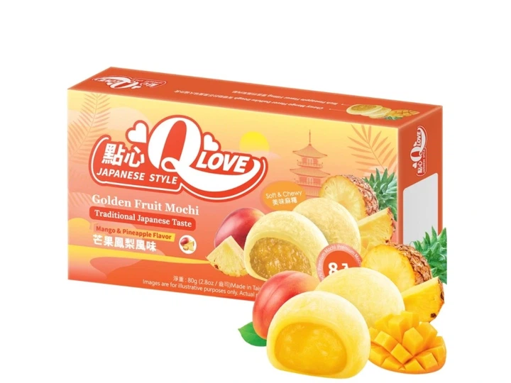 Mochi QLove Golden Fruit Premium Filling Mini со вкусом манго и ананаса, 80 г - Фото 1 Mochi QLove Golden Fruit Premium Filling Mini со вкусом манго и ананаса, 80 г - изображение 1