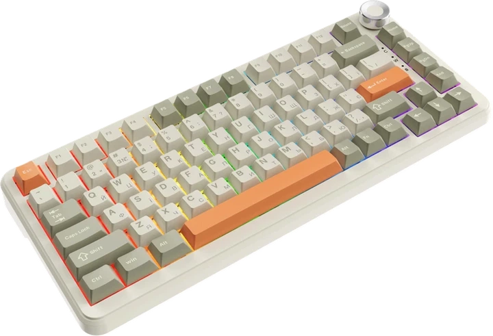 Клавіатура Ajazz AK820 Max Flying Fish Switch RGB WL/BT/USB Beige (AK820MAX-FF-R) - изображение 4