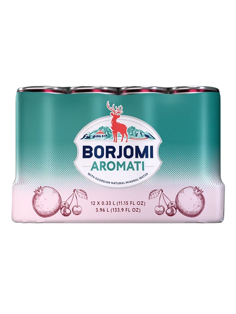 Упаковка сильногазованого напою Borjomi Aromati з ароматом Вишні та Гранату 0,33 л х 12 банок - Фото 3 Упаковка сильногазованого напою Borjomi Aromati з ароматом Вишні та Гранату 0,33 л х 12 банок - изображение 3