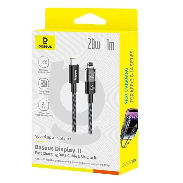 Кабель Baseus Display 2 Fast Charging Cable Type-C to Lightning 20W 1m P10382703121-00 Black - зображення 2