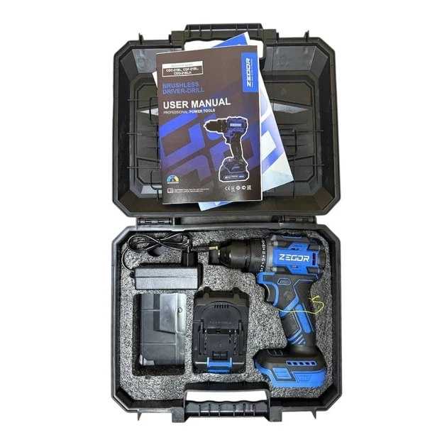 Шуруповерт акумуляторний Zegor CDF-21BL 21 В Комплект - зображення 2