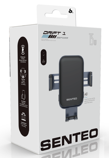 Автотримач Senteo SH-01 Drift 1 Wireless charging 15W Airvent Black - Фото 2 Автотримач Senteo SH-01 Drift 1 Wireless charging 15W Airvent Black - изображение 2