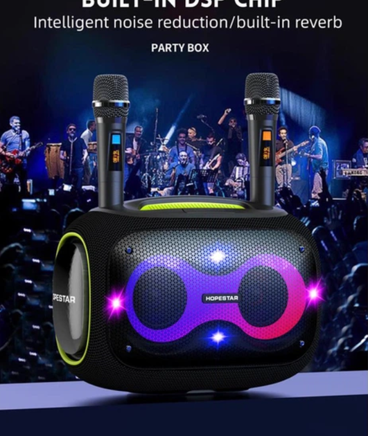 Бездротова Bluetooth-колонка HOPESTAR PARTYBOX, 120 ВТ із двома мікрофонами - зображення 2