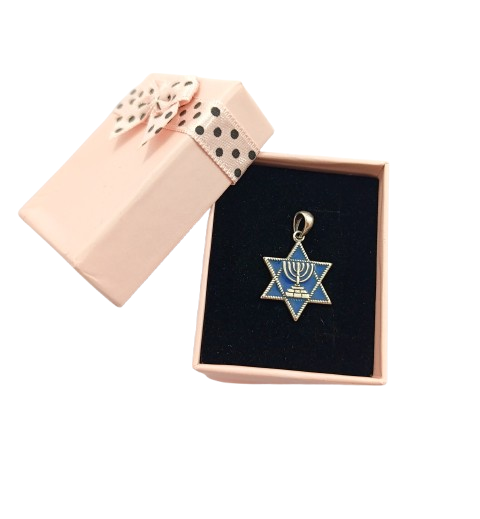 Серебряная подвеска "Звезда Давида" с менорой и эмалью 3ДHNK-09 - Фото 6 Серебряная подвеска "Звезда Давида" с менорой и эмалью 3ДHNK-09 - изображение 6