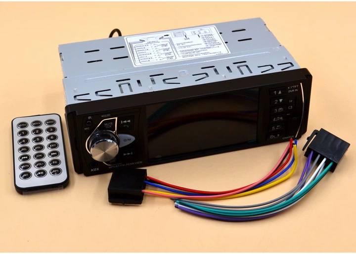 Автомагнітола UKC-4022 1DIN 4.1 дюйма Bluetooth Mirror Link USB microSD AUX FM 4x45W мультимедійна магнітола з камерою заднього виду голосове керування - изображение 4