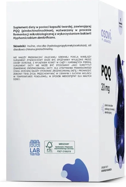 Suplement diety Osavi PQQ 20 mg 60 kapsułek (5904139925430) - obraz 3