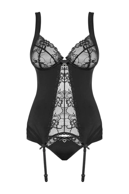 Корсет з підвіскою у вигляді серця Obsessive 42/44(S/M) Чорний (100804) - зображення 4