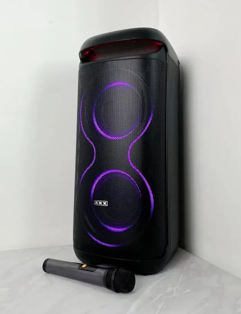 Акустична переносна колонка ZXX Bluetooth з мікрофоном, караоке, FM-радіо, USB, TF, AUX, LED-підсвітка, TWS - зображення 3