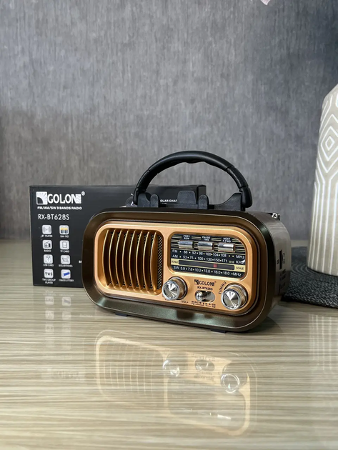 Портативний радіоприймач Golon з Bluetooth, FM AM SW, USB, microSD, акумуляторний, від мережі 220 В для дому та дачі - зображення 2