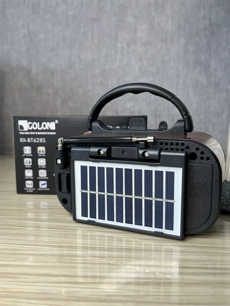 Портативний радіоприймач Golon з Bluetooth, FM AM SW, USB, microSD, акумуляторний, від мережі 220 В для дому та дачі - зображення 5