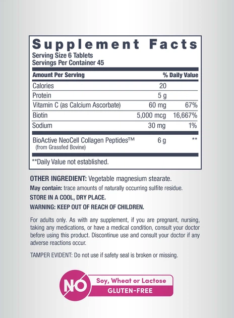 Колаген NeoCell Collagen Peptides + C and Biotin 6000 мг 180 таблеток (16185132603) - зображення 2