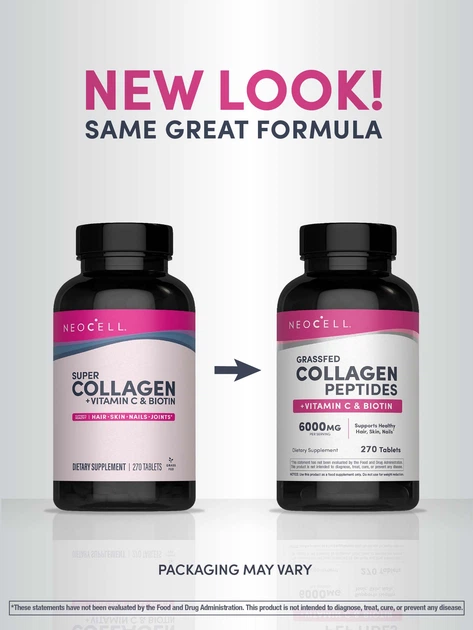 Колаген NeoCell Collagen Peptides + C and Biotin 6000 мг 180 таблеток (16185132603) - зображення 4