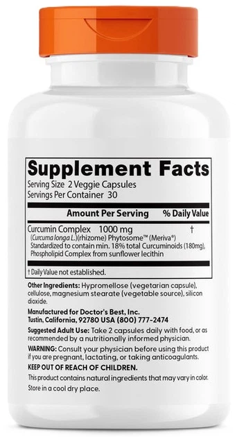 Kurkumina Doctor's Best Curcumin Phytosome z Meriva 500 mg 60 kapsułek (753950002258) - obraz 2