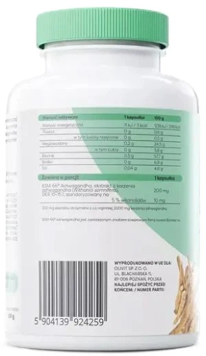Ashwagandha Osavi KSM-66 200 mg 180 kapsułek (5904139924259) - Zdjęcie 2 Ashwagandha Osavi KSM-66 200 mg 180 kapsułek (5904139924259) - obraz 2