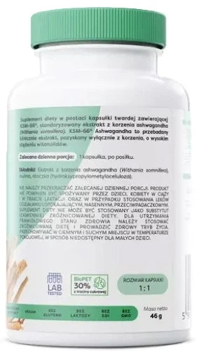 Ashwagandha Osavi KSM-66 200 mg 120 kapsułek (5904139924266) - obraz 3
