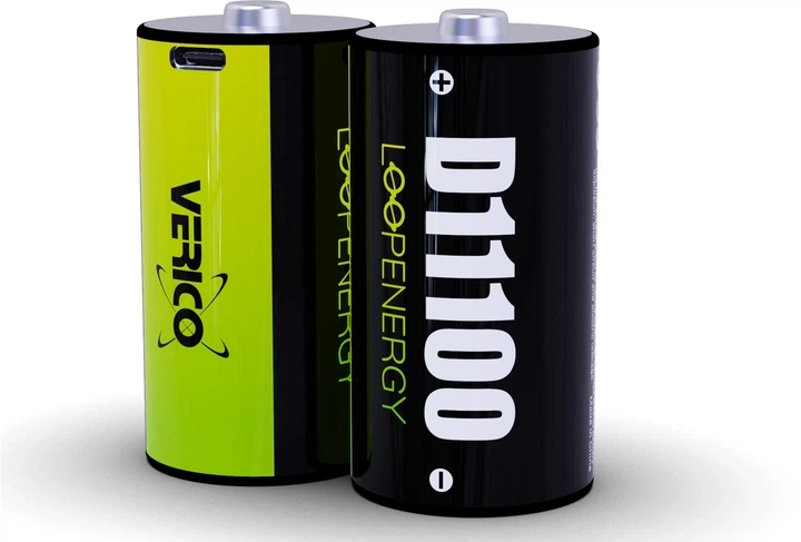 Акумуляторні батарейки D/R20 USB Type-С 7400mAh/11100mWh 1.5V Li-ion 2шт./уп. (Loop Energy) Verico - зображення 2