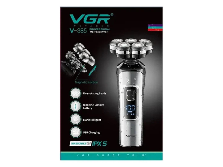 Электробритва аккумуляторная подзарядка от USB VGR V-385, электрическая мужская бритва для лица с плавающими головками - изображение 3