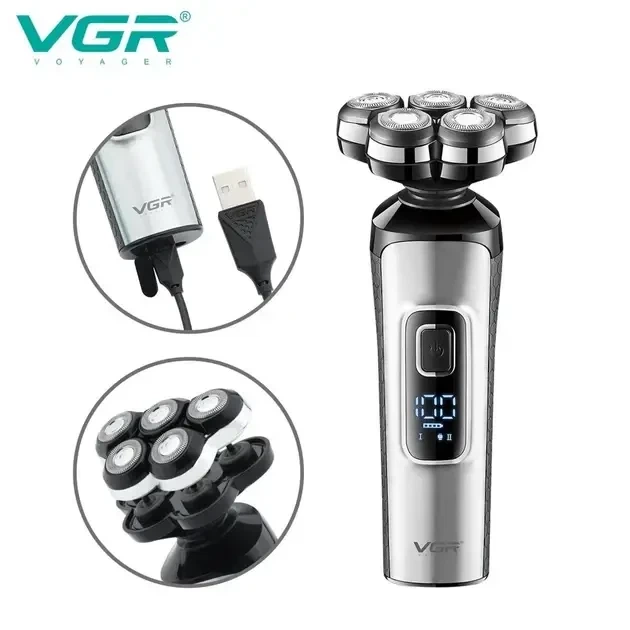 Электробритва аккумуляторная подзарядка от USB VGR V-385, электрическая мужская бритва для лица с плавающими головками - изображение 5