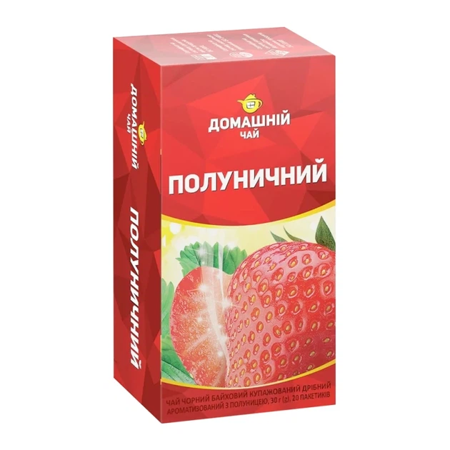Чай чорний Домашній Полуничний 20 шт х 1.5 г - Фото 1 Чай чорний Домашній Полуничний 20 шт х 1.5 г - зображення 1