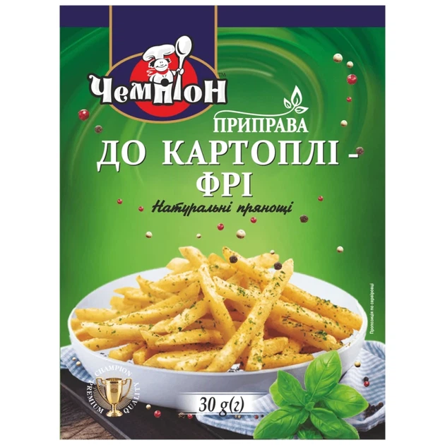 Приправа Чемпіон До картоплі фрі 30 г - Фото 1 Приправа Чемпіон До картоплі фрі 30 г - зображення 1