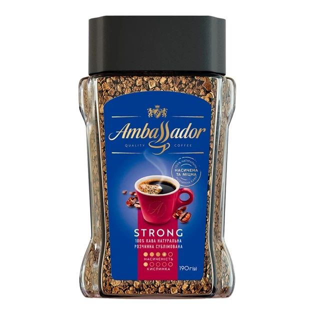 Кава розчинна Ambassador Strong 190 г - Фото 1 Кава розчинна Ambassador Strong 190 г - изображение 1