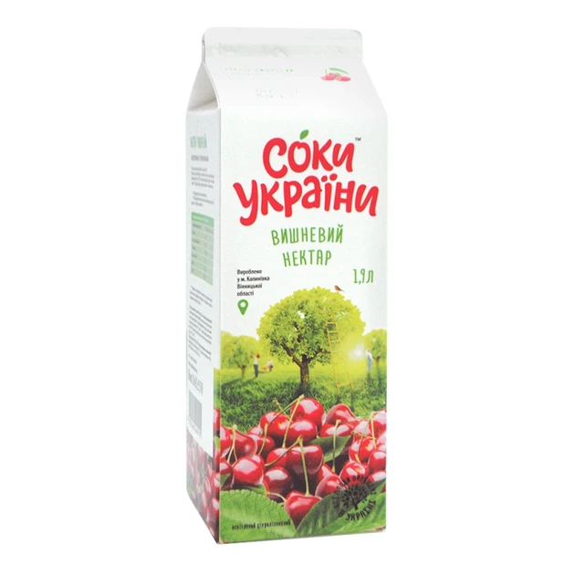 Нектар Соки України Вишневий освітлений 1.9 л - Фото 1 Нектар Соки України Вишневий освітлений 1.9 л - зображення 1