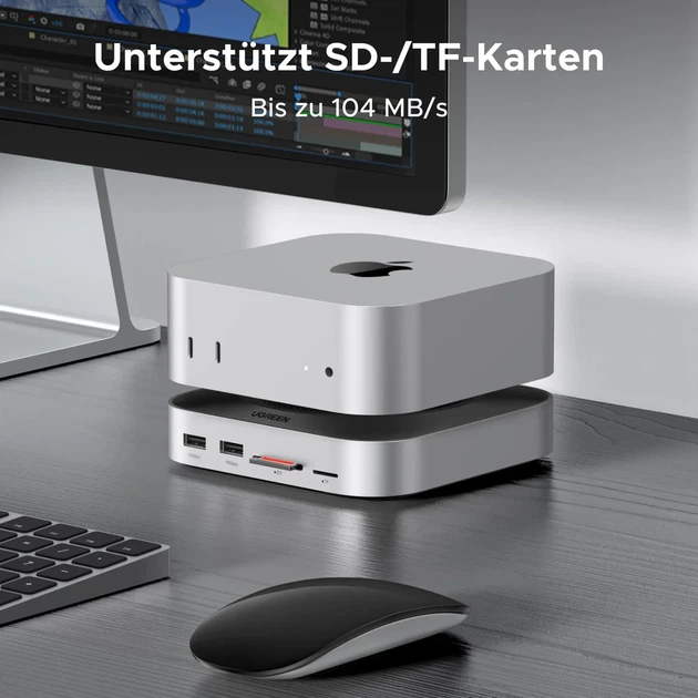 Док-станция UGREEN CM841 (65488) для MacMiniM4 с 2xUSB-C to DP1.4 4K240Hz 4xUSB-A 3.2 10Gbps USB-C 3.2 10Gbps SD TF M.2 Nvme10Gbps - Фото 7 Док-станция UGREEN CM841 (65488) для MacMiniM4 с 2xUSB-C to DP1.4 4K240Hz 4xUSB-A 3.2 10Gbps USB-C 3.2 10Gbps SD TF M.2 Nvme10Gbps - изображение 7