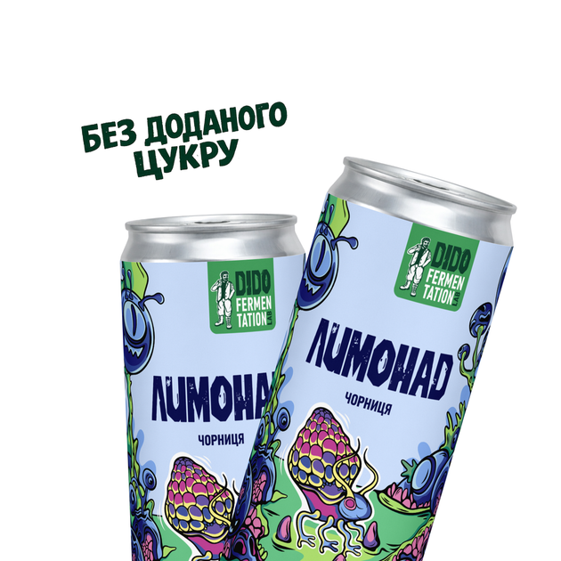 Упаковка безалкогольного напою Лимонад Чорниця DIDO Без доданого цукру, 330 мл × 20 шт. - зображення 2