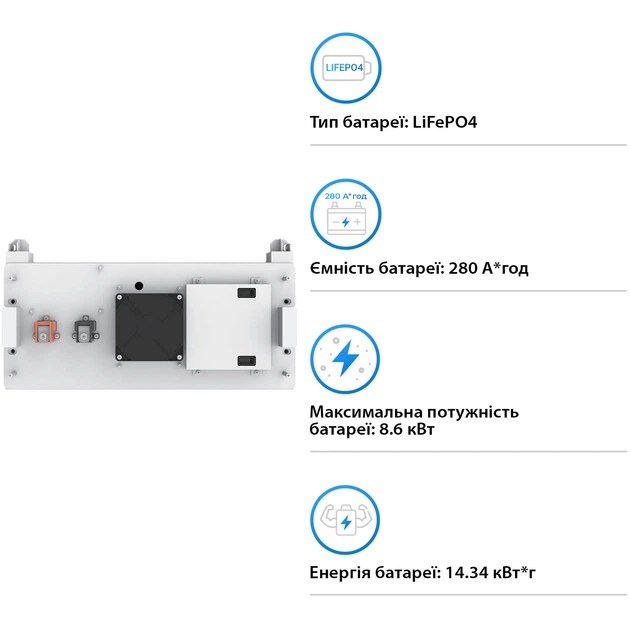 Акумуляторна батарея DEYE BOS-B LiFePO4 HV 51.2V 280Ah 14.3kWh no BMS (BOS-B-Pack14.3) - зображення 2