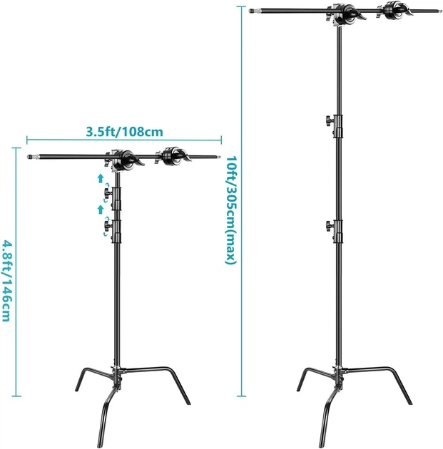 Штатив для студійного світла Neewer 2-Pack Studio Light Stands Black Б/В - Фото 3 Штатив для студійного світла Neewer 2-Pack Studio Light Stands Black Б/В - зображення 3