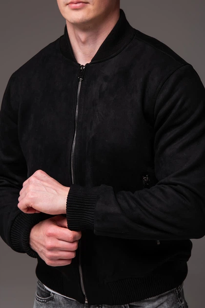 Куртка бомбер замшева комір стійка чоловіча 2XL чорна 5218880s4 - изображение 4