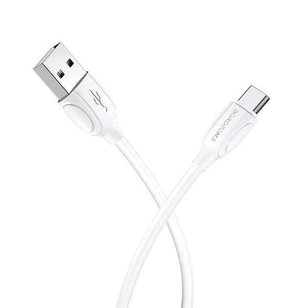 Кабель BOROFONE BX19 USB to Type-C 1.3A 1m PVC TPE connectors White (6931474701800) - Фото 2 Кабель BOROFONE BX19 USB to Type-C 1.3A 1m PVC TPE connectors White (6931474701800) - изображение 2