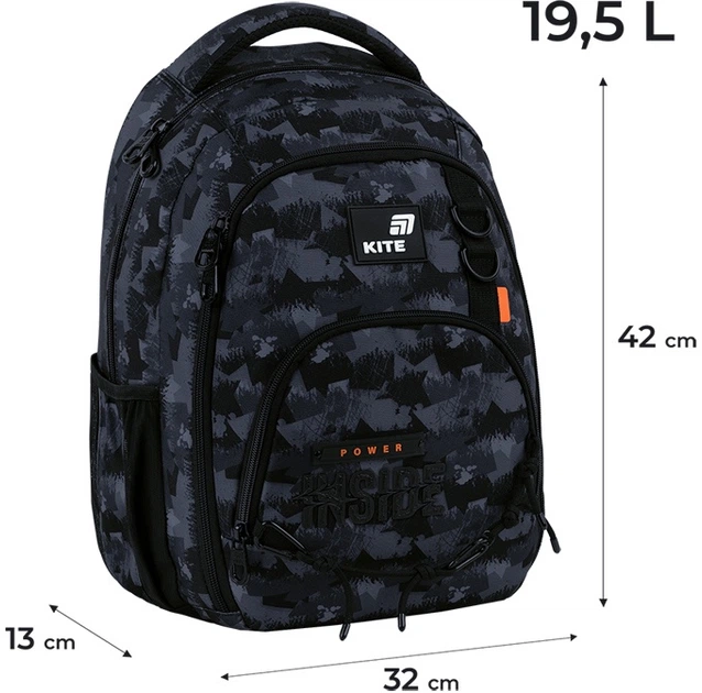 Рюкзак ортопедичний Kite Education teens Power Inside 42x32x13 см 19.5 л Чорний (K26-905M-4) - Фото 3 Рюкзак ортопедичний Kite Education teens Power Inside 42x32x13 см 19.5 л Чорний (K26-905M-4) - зображення 3