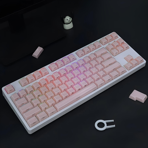 Набір кейкапів Crystal Jelly Pink для механічної клавіатури — 132 клавіші, ABS+PC, CBSA профіль - зображення 5
