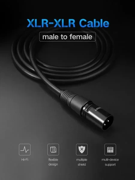Аудіокабель UGREEN AV130 XLR Male to XLR Female 3м (Black)(UGR-20711) - зображення 3