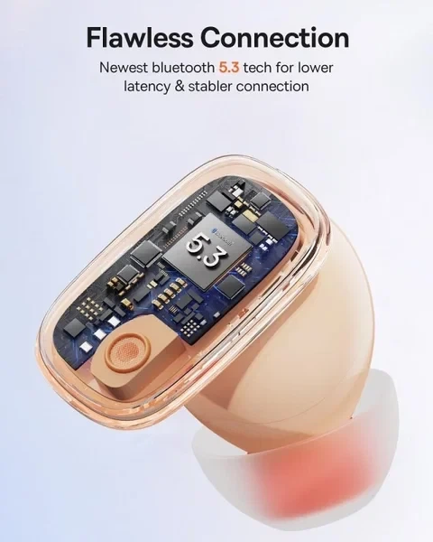Беспроводные наушники TWS Baseus AirNora 2, Активное шумоподавление ANC, Bluetooth 5.3, Gradient Orange - изображение 5