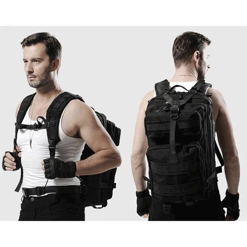 Рюкзак тактический Trizand 23089 26 л черный военный туристический с системой MOLLE (5 отделений, водостойкий) - изображение 4